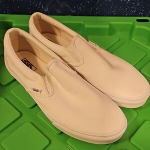 Vans Classic White Canvas Slip-Ons - Size 12